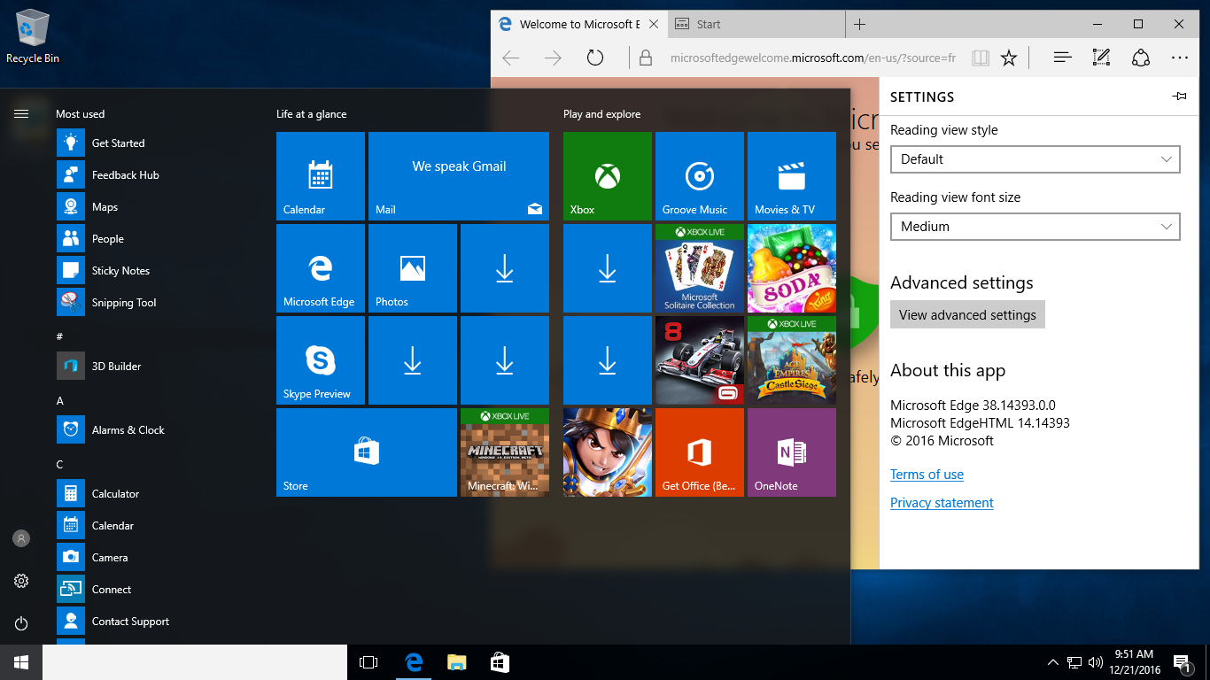 Windows 10 Version 1607. Windows 10 Anniversary update. Ricedroid v10.1.